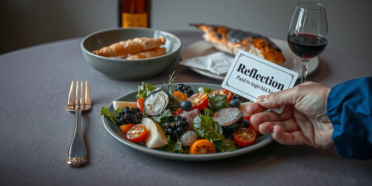 Abendliches Essen mit Reflexion